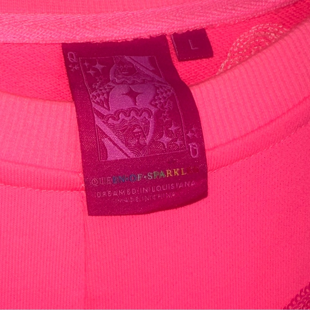 QUEEN OF SPARKLES Neon Pink Embellished Flamingo Dress - Picture 6 of 7